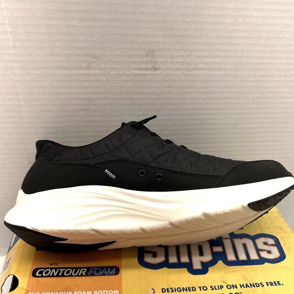 Skechers Slip-Ins Black White Sole Cozy Fit Hands Free Men Sz 14 New in Box - Picture 2 of 11